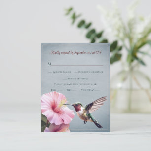 Hummingbird and Hibiscus   Blue Wedding RSVP