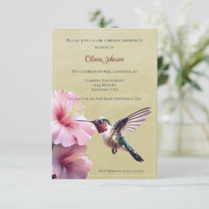 Hummingbird and Hibiscus Bridal Shower   Yellow Invitation