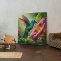 Hummingbird and hibiscus