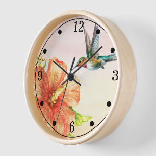 Hummingbird and Hibiscus Flower Clock