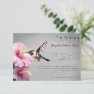 Hummingbird and Hibiscus   Grey Wedding Enclosure Card