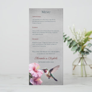 Hummingbird and Hibiscus Grey Wedding Menu