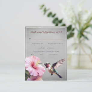Hummingbird and Hibiscus Grey Wedding RSVP