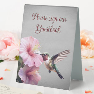 Hummingbird and Hibiscus Wedding   Grey