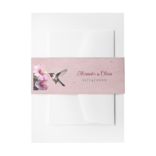 Hummingbird and Hibiscus Wedding Pink Invitation Belly Band