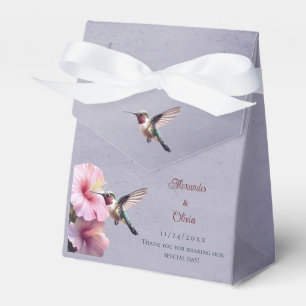 Hummingbird and Hibiscus Wedding   Purple Favour Box