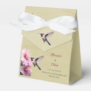 Hummingbird and Hibiscus Wedding Yellow Favour Box