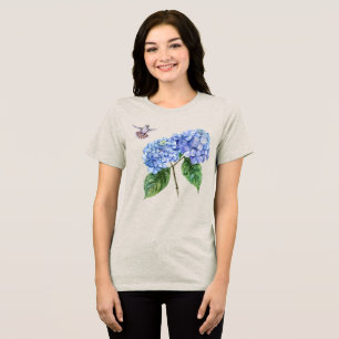 Hummingbird and Hydrangea  Tri-Blend Shirt