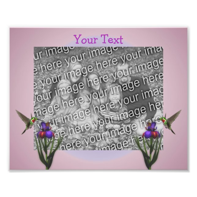 Hummingbird And Iris Flower Create Your Own Photo Print (Front)