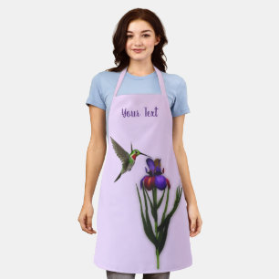 Hummingbird And Iris Flower Personalised Apron