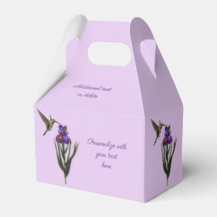 Hummingbird And Iris Flower Personalised Favour Box