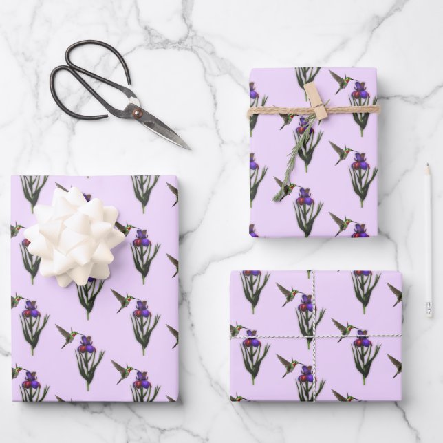 Hummingbird And Iris Flower   Wrapping Paper Sheet (Front)