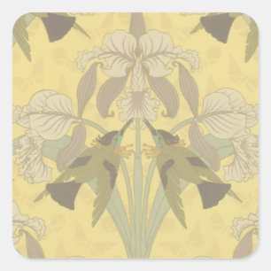 Hummingbird and Iris Square Sticker