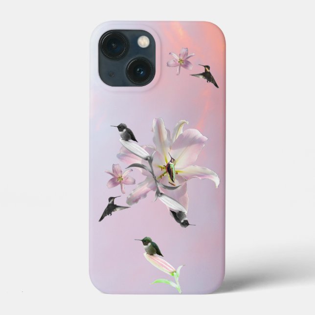 hummingbird and lilies Case-Mate iPhone case (Back)