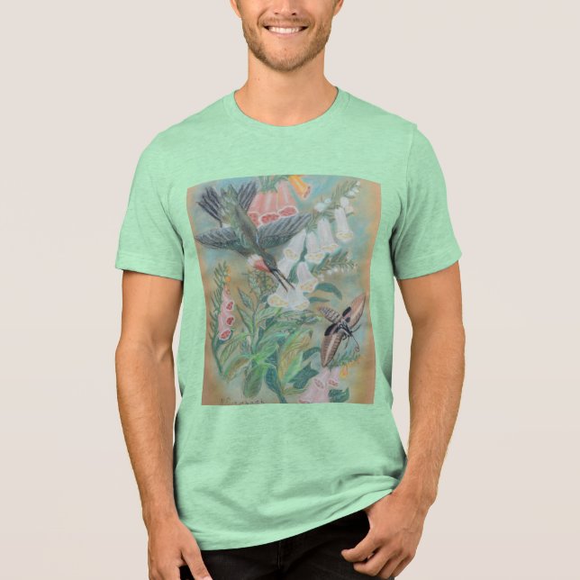 Hummingbird and Moth T-Shirt Tri-Blend Shirt (Front)
