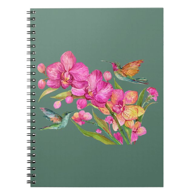 Hummingbird and Orchids Notebook (Front)