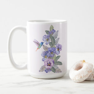 Hummingbird and Pansies Coffee Mug