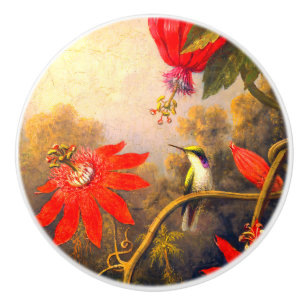 Hummingbird and Passionflowers  Ceramic Knob