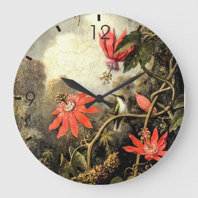 Hummingbird and Passionflowers          Large Clock (Front)