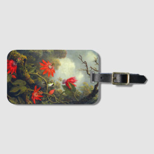 Hummingbird and Passionflowers painting Luggage Tag