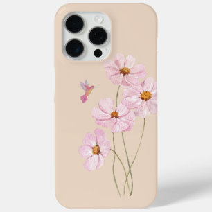 Hummingbird and Pink Cosmos iPhone 15 Pro Max Case