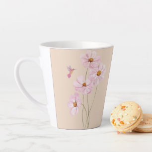 Hummingbird and Pink Cosmos Latte Mug
