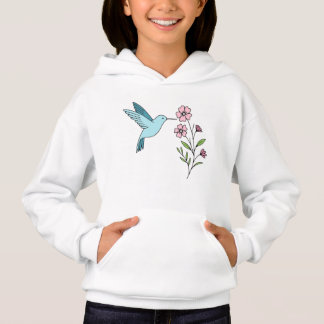 Hummingbird and Pink Floral Illustration