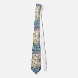 HUMMINGBIRD and Pink Flowers Necktie