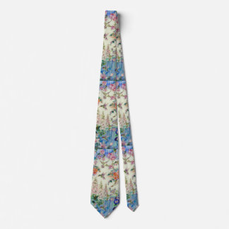 HUMMINGBIRD and Pink Flowers Necktie