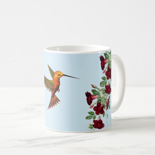 Hummingbird and Red Flowers Coffee Mug (Front Right)