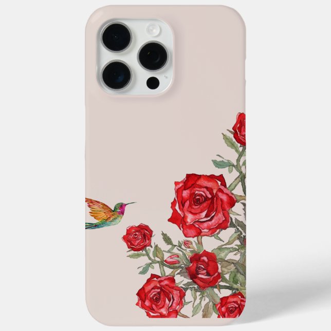 Hummingbird and Red Roses Case-Mate iPhone Case (Back)