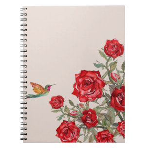 Hummingbird and Red Roses Notebook