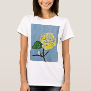 Hummingbird and Rose in the Rain Painting T-Shirt