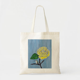 Hummingbird and Rose in the Rain Painting Tote Bag