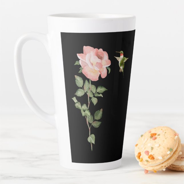 Hummingbird and Rose Latte Mug (In Situ)