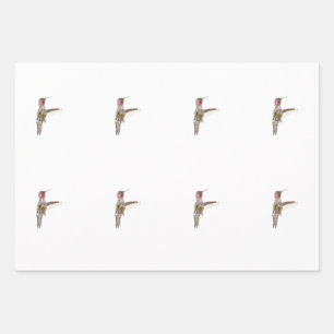 Hummingbird and single flower wrapping paper sheet