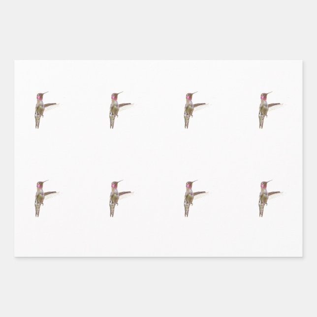 Hummingbird and single flower wrapping paper sheet (Front 2)