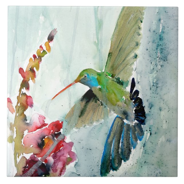 Hummingbird and Snapdragon Trivet (Front)