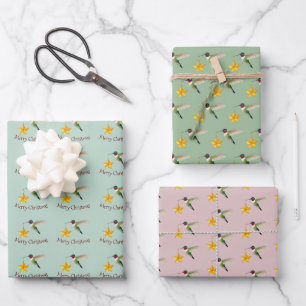 Hummingbird and Star Wrapping Paper Sheet