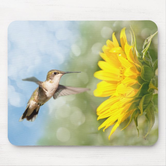 Hummingbird and Sunflower Mouse Pad (Front)