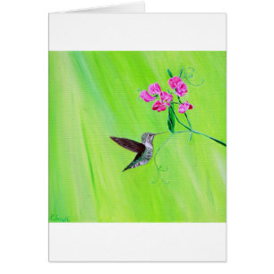 Hummingbird and Sweet Peas Painting