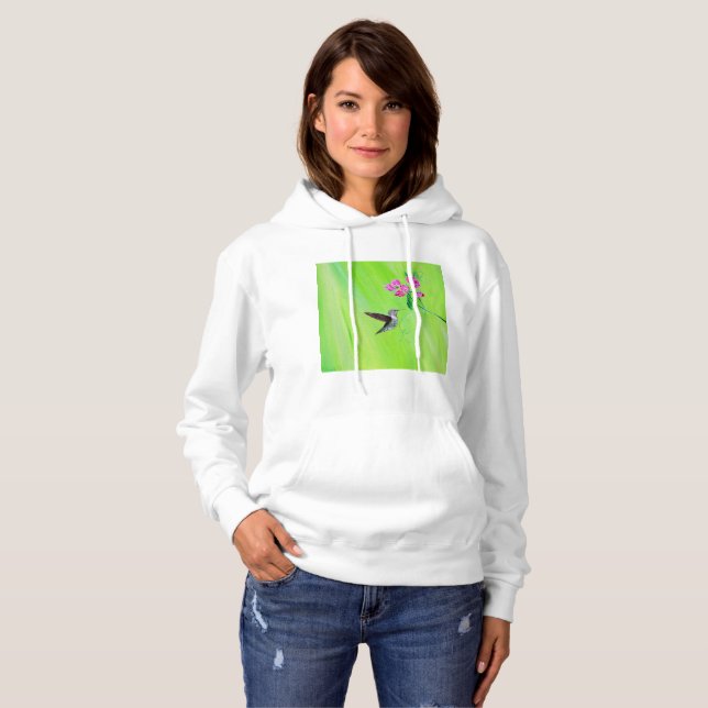 Hummingbird and Sweet Peas Painting Hoodie (Front Full)