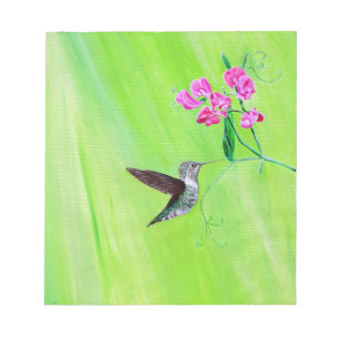 Hummingbird and Sweet Peas Painting Notepad
