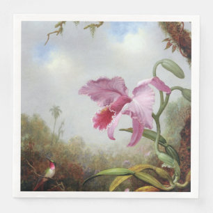 Hummingbird and Two Types of Orchids Napkin