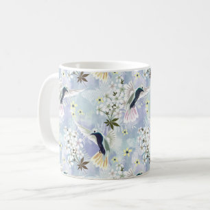 Hummingbird and white flowers coffee mug