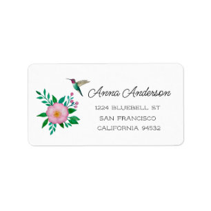 Hummingbird and Wild Rose Address Label