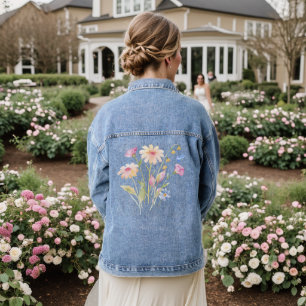 Hummingbird and Wildflowers Denim Jacket