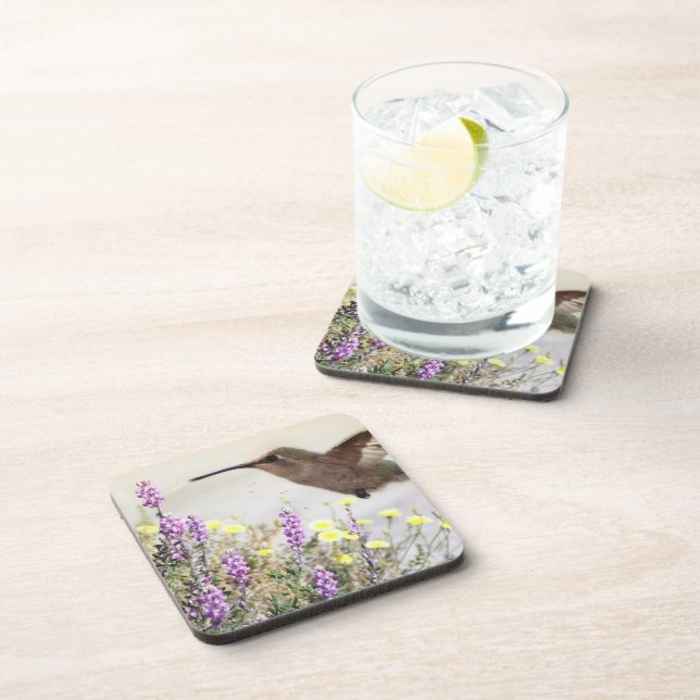 Hummingbird and Wildflowers Digital Art  Coaster (Right Side)