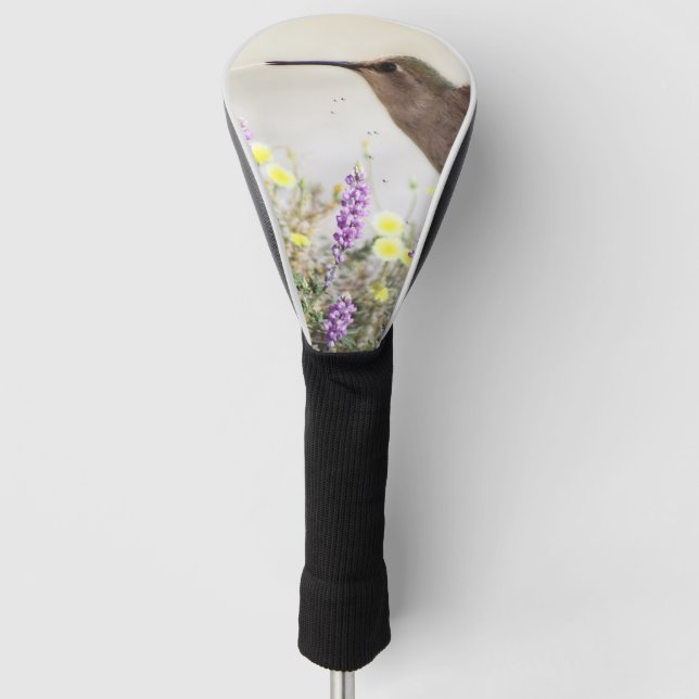 Hummingbird and Wildflowers Digital Art Golf Head Cover (Front)