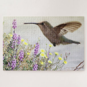Hummingbird and Wildflowers Digital Art Jigsaw Puzzle
